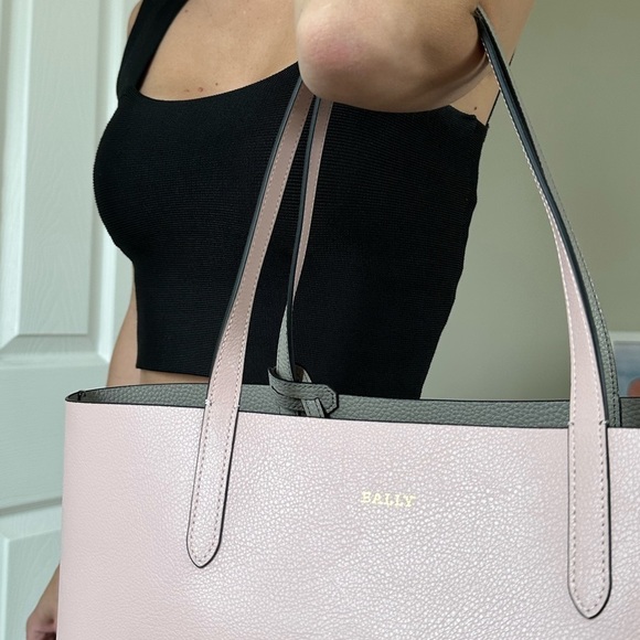 NEW Bally bag tote shoulder reversible gray silver-tone hardware handbag NWT - Picture 7 of 11
